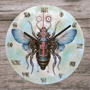 Wooden Clock - Steampunk Bee