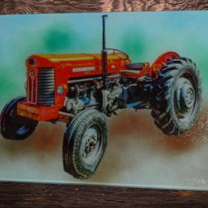 Glass Cutting Board - Massey Ferguson Tractor Red