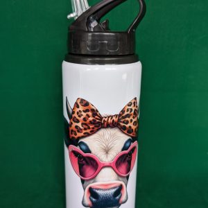 Aluminium Drinks Bottle - Cow Pink Glasses
