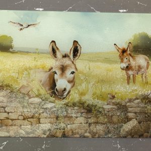 Glass Cutting Board - Donkeys over Wall
