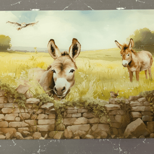 Glass Cutting Board - Donkeys over Wall