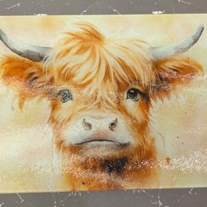 Glass Cutting Board - Highland Calf