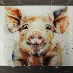 Glass Cutting Board - Pig