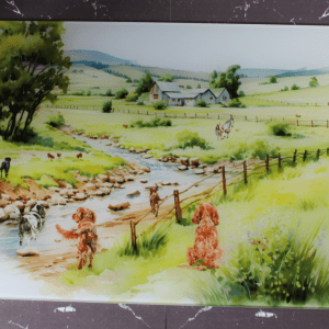 Glass Cutting Board - Dogs in Field