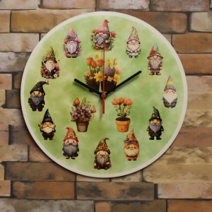 Wooden Clock - Gnomes
