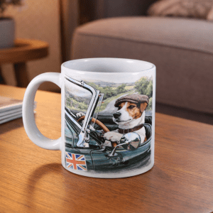Jack Russell in Sports Car Mug